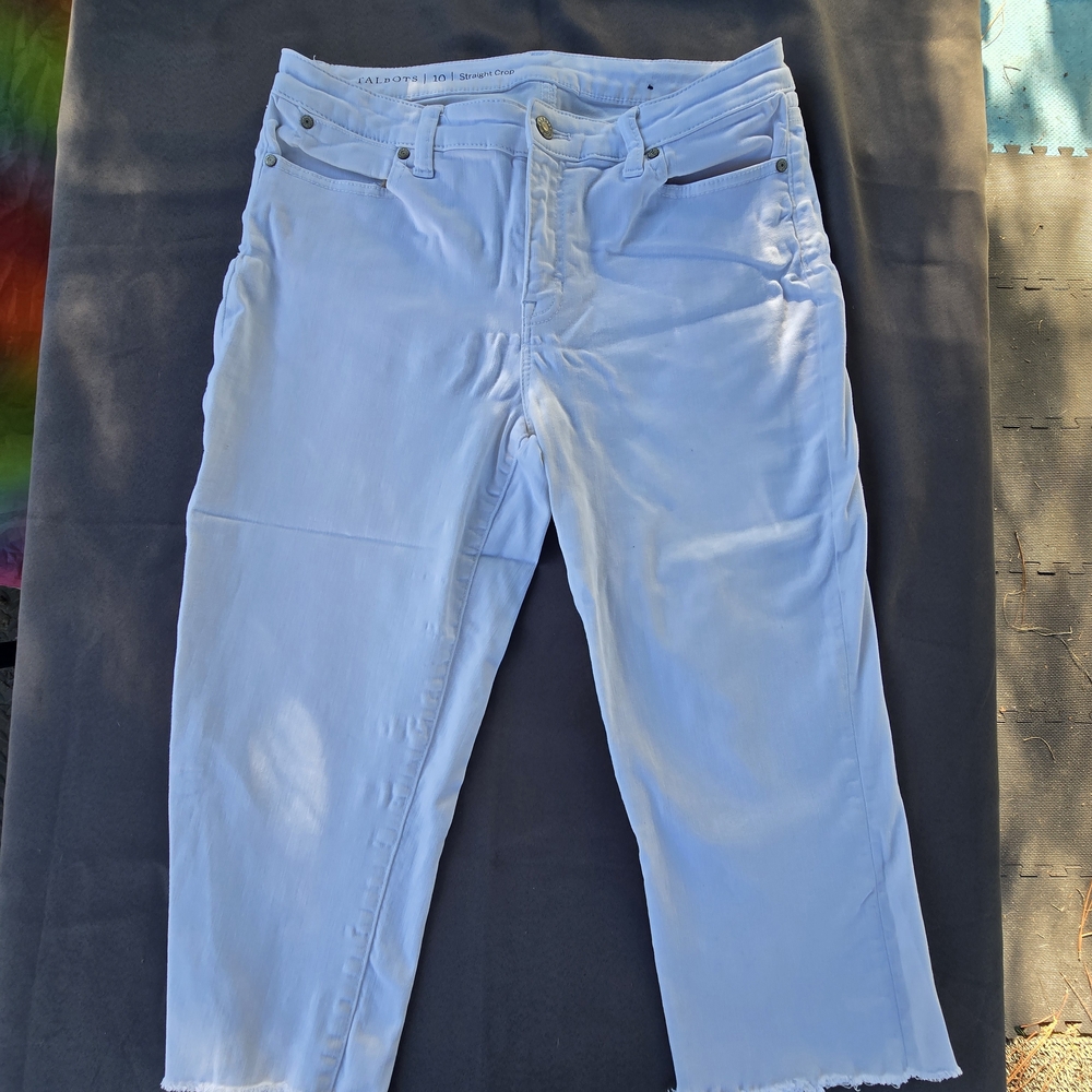 Talbots Bright White Cropped Pants 10 A-7
